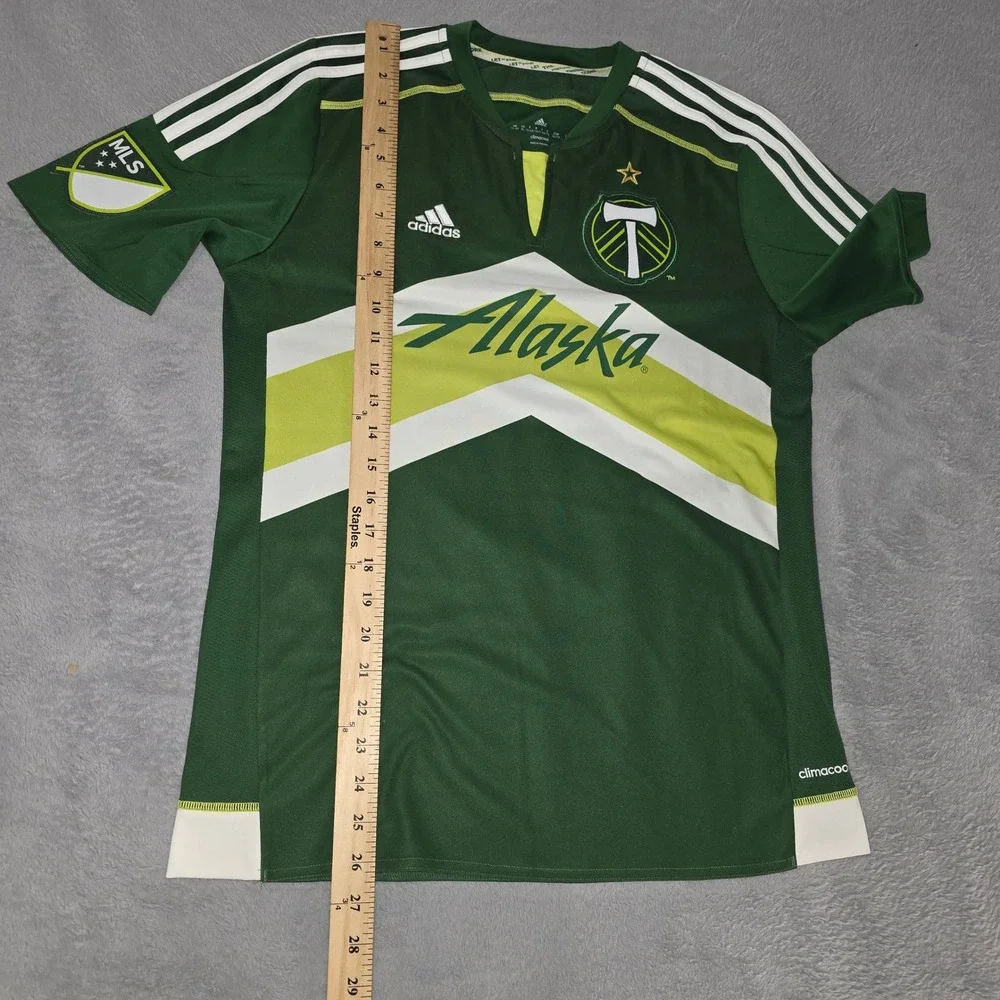 Adidas Portland Timbers MLS Soccer Jersey Green Alaska Airlines Youth XL 15-16Y